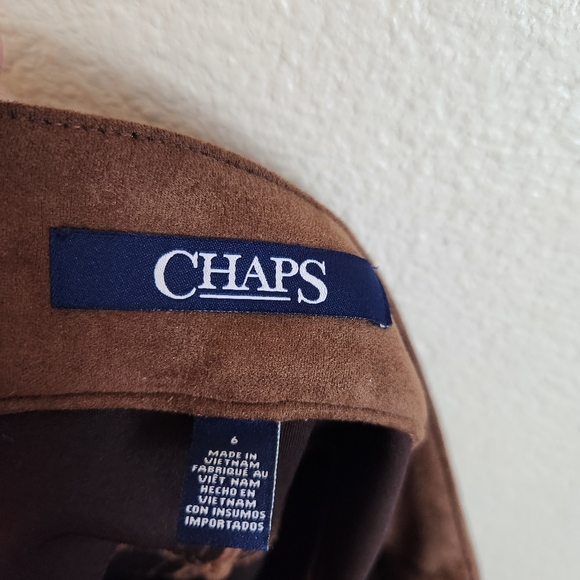 CHAPS Brown Suede Front Button A Line Skirt Western Boho Skirt Size 6 - Picture 5 of 6